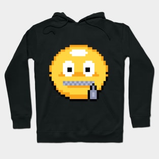 Zipped Lips Pixel Emoji Hoodie